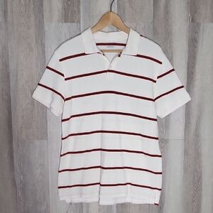 J Crew Mens‎ Large Polo Striped Collar Short Sleeve Cotton Preppy Classic